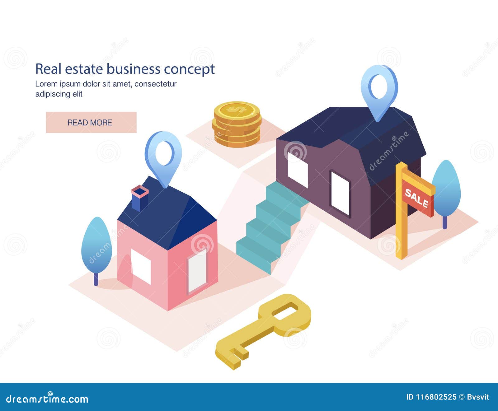 Real Estate Business Concept with Houses. House for Sale, Installment Sale, Credit,rent. the Best Location,Vector Illustration. Stock Vector - Illustration of design, outdoor: 116802525